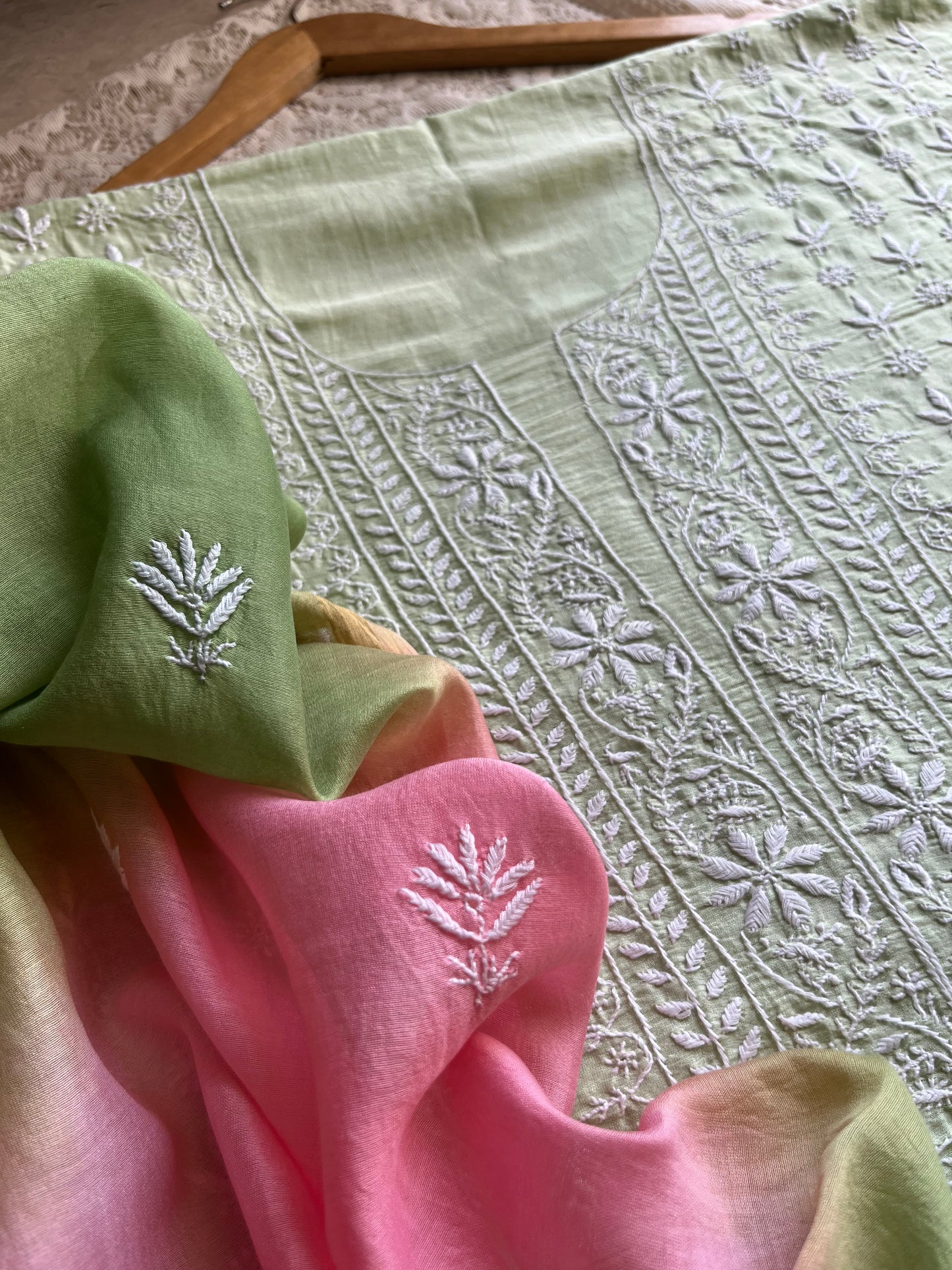 Chanderi Chikankari Kurta Dupatta