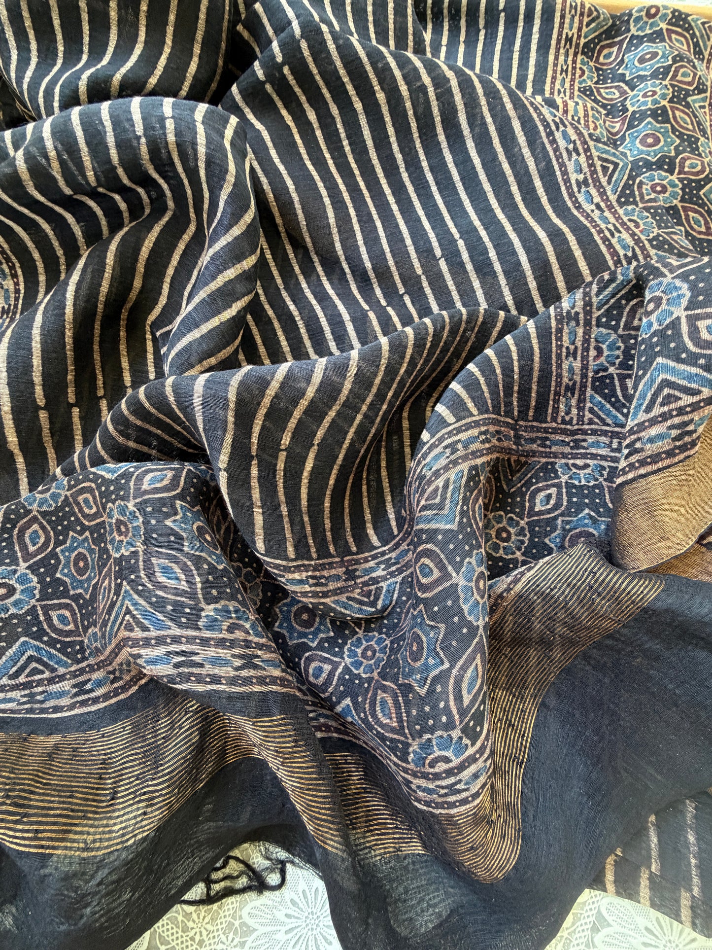 Linen Ajrakh Kurta and dupatta
