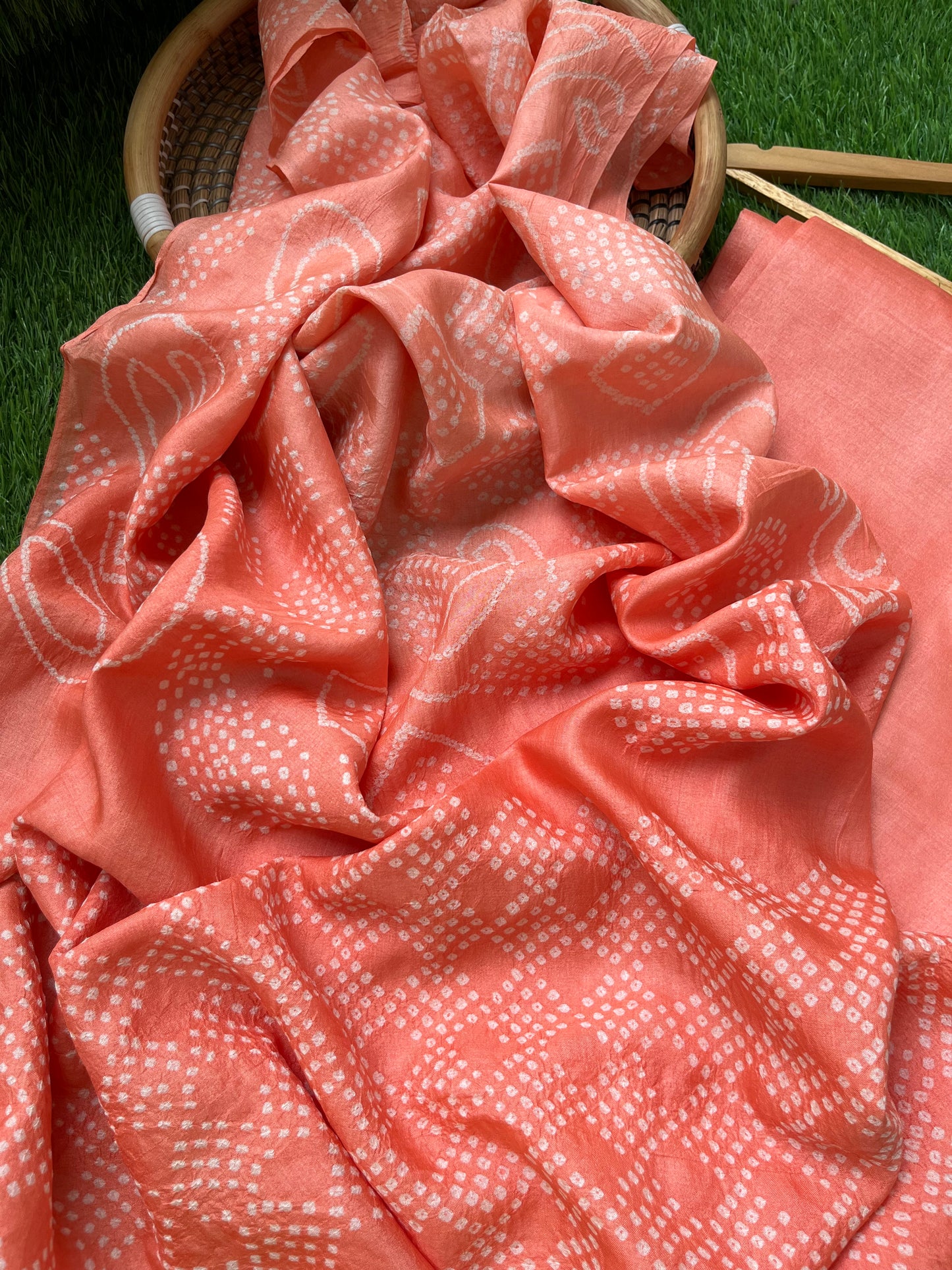 Tussar silk Bandhani dupatta kurta