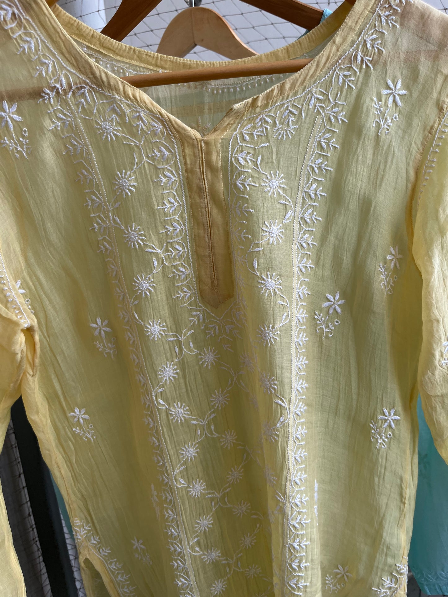 Chanderi chikan work short Kurti
