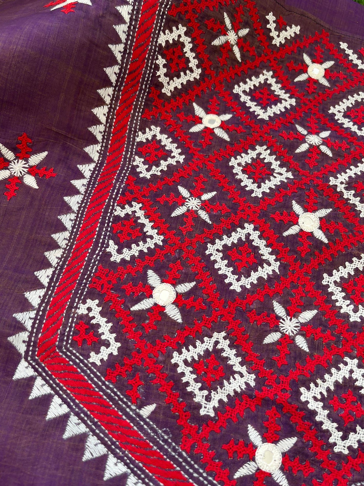 Silk sindhi (khumucha) work kurta fabric