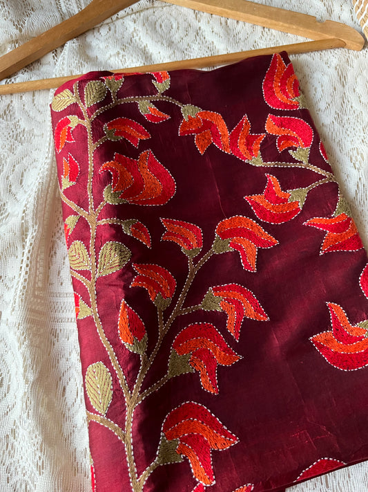 Silk Kantha kurta fabric