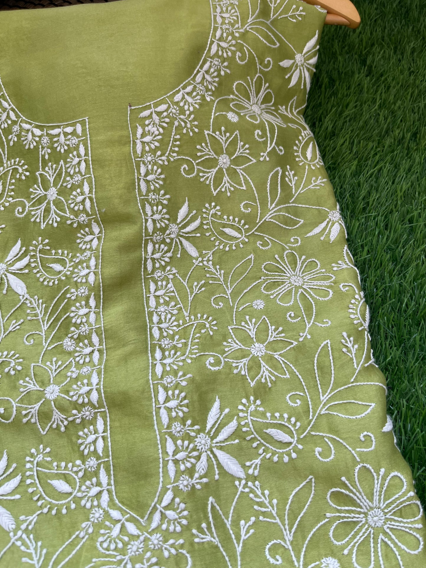 Chanderi chikankari kurta