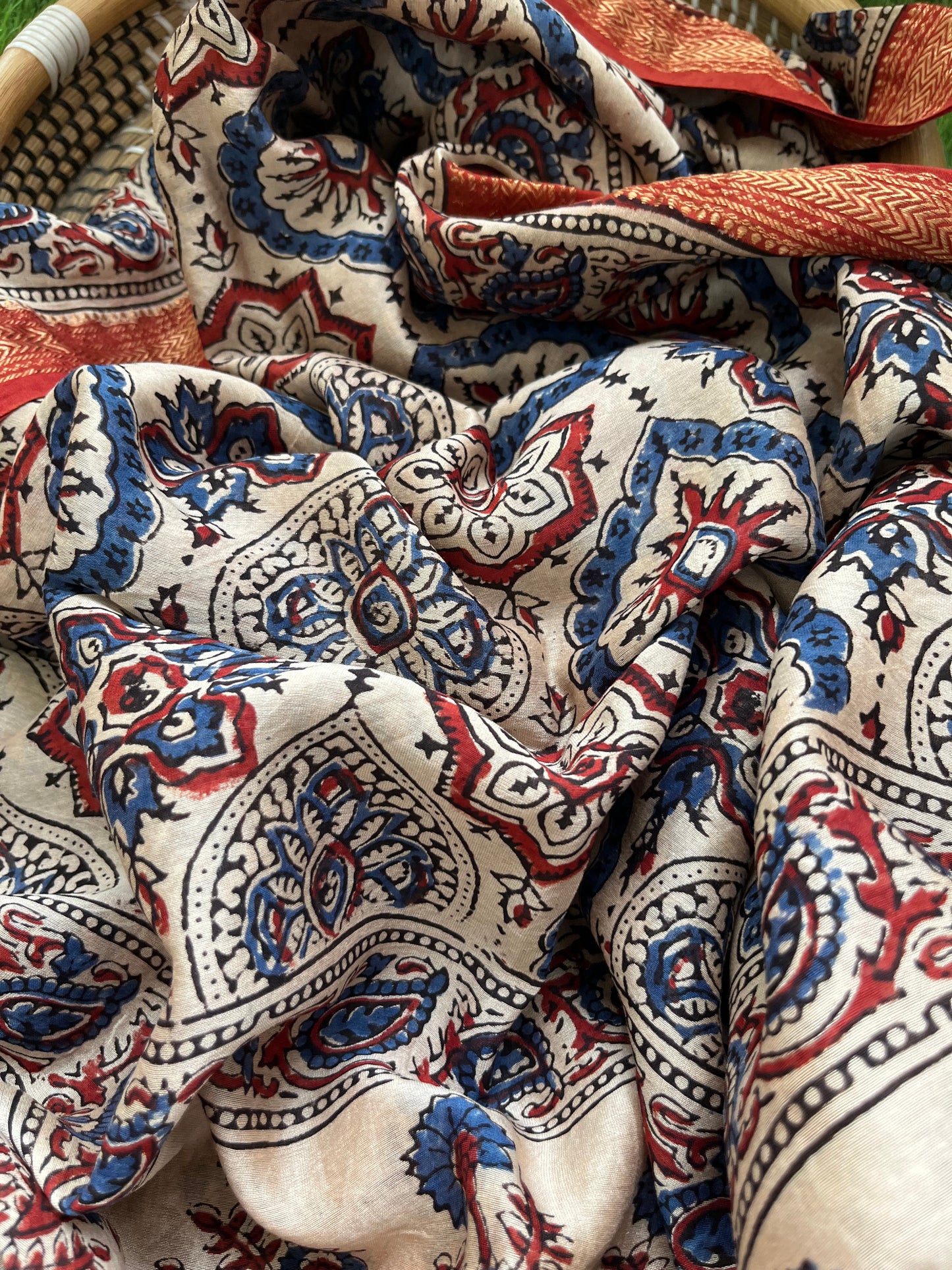 Cotton slub ajrakh kurta chanderi ajrakh dupatta