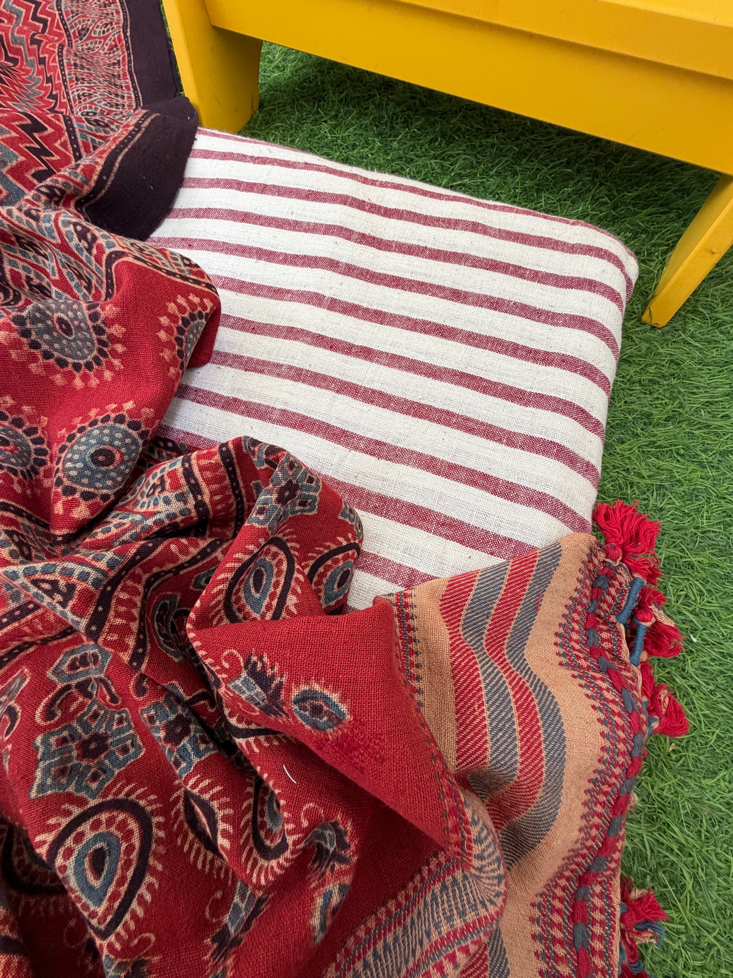Kala Cotton stripe Kurta and ajrakh dupatta