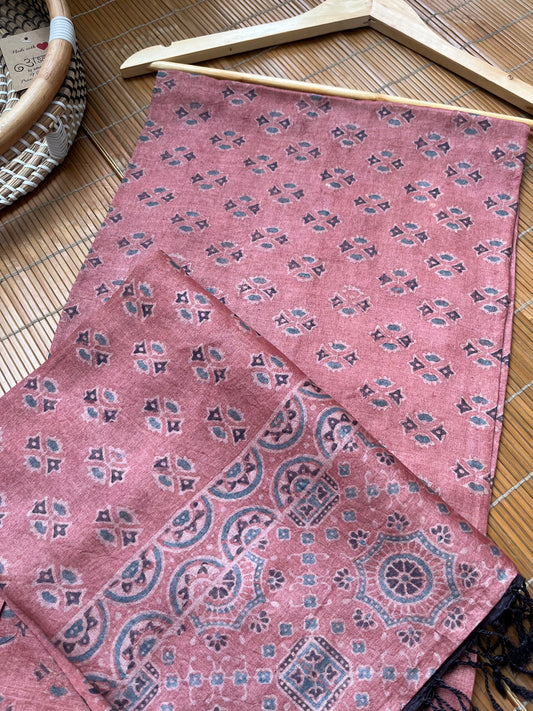 Tussar silk Ajrakh Kurta and dupatta