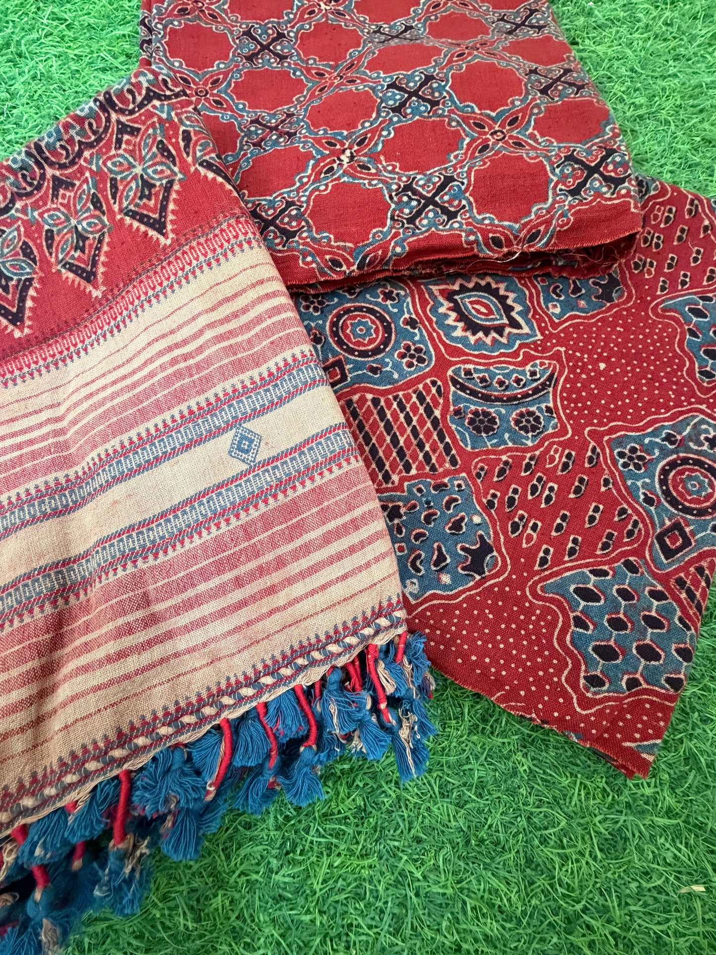 Kala Cotton Ajrakh Kurta bottom and dupatta