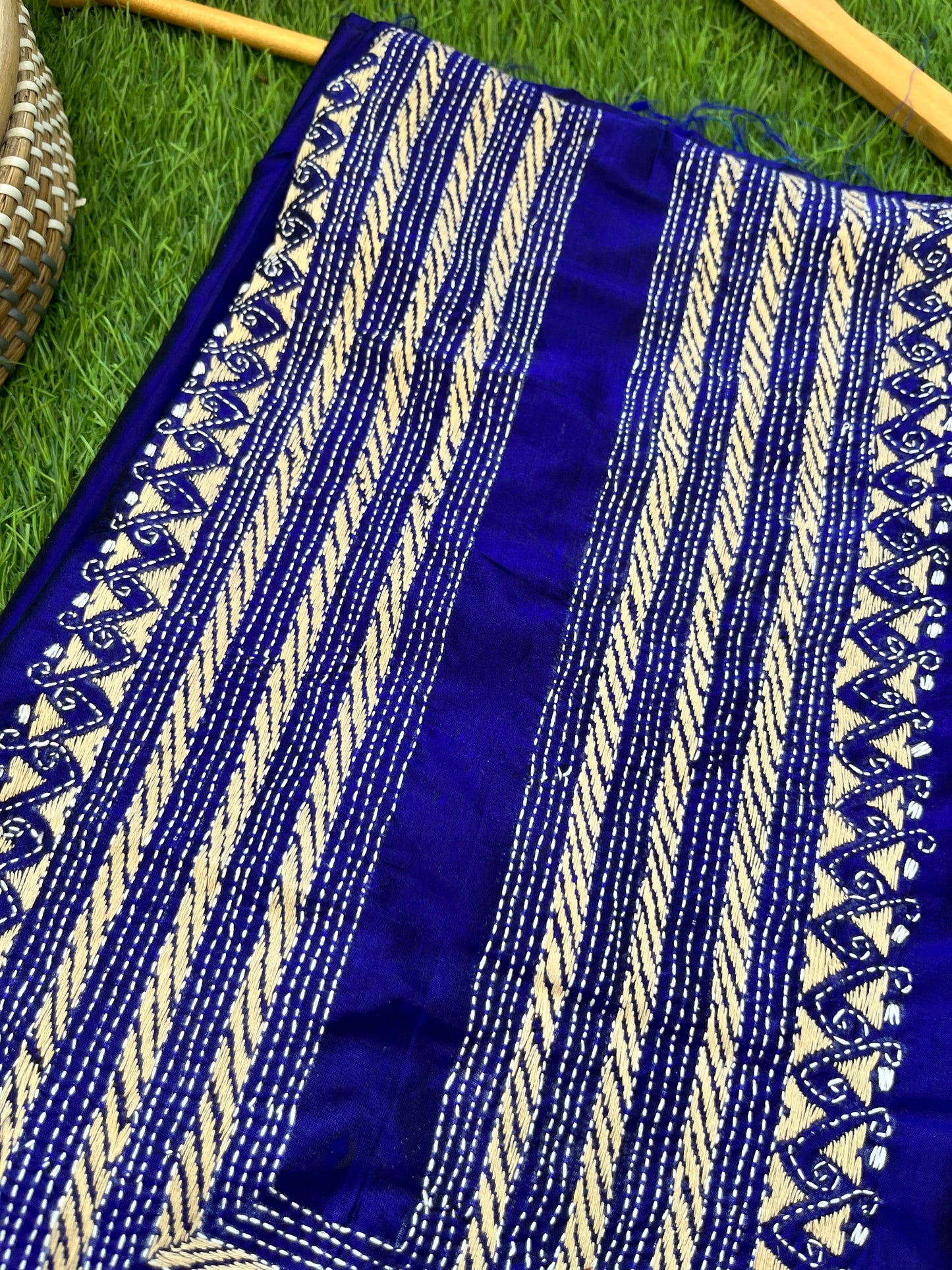 Silk Kantha work kurta fabric