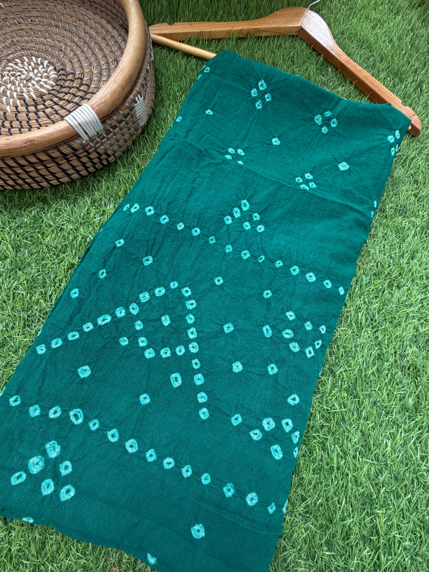 Handwoven organic kala Cotton bandhani fabric