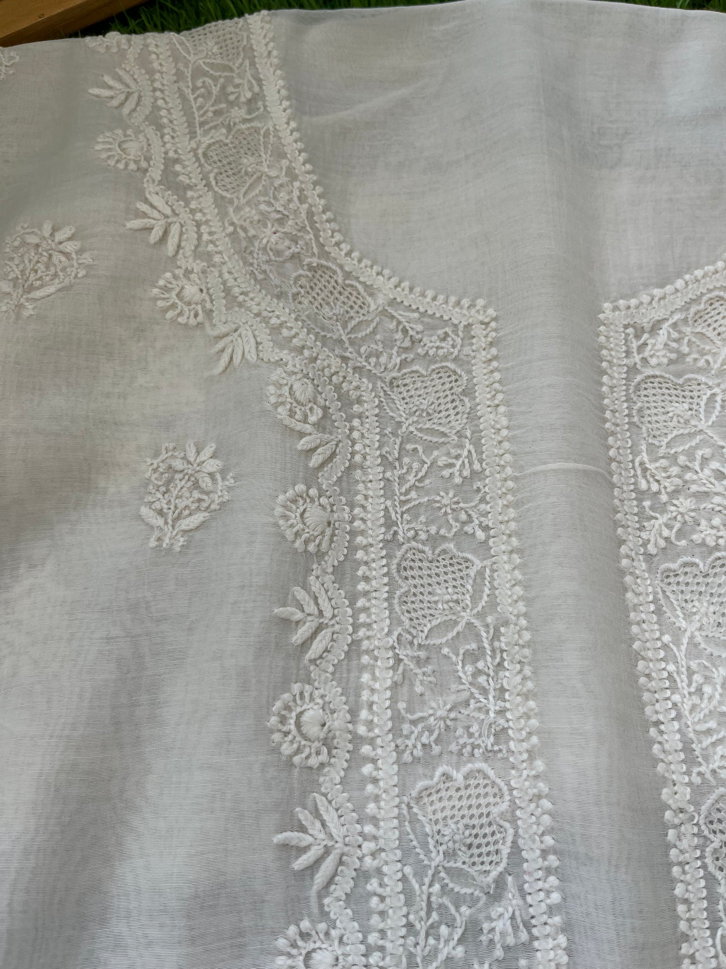 Chanderi chikankari kurta