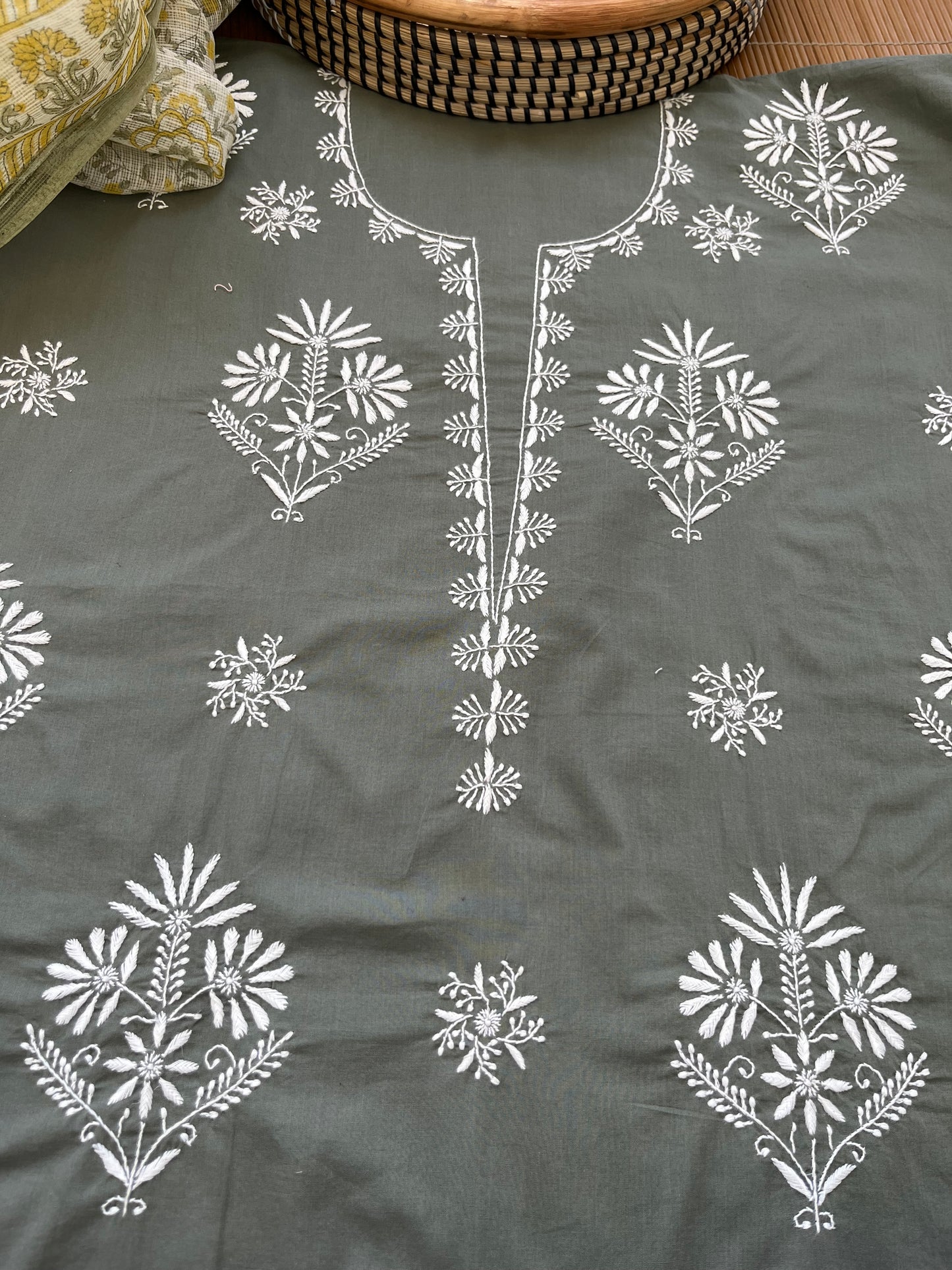 Cotton chikan kurta bottom