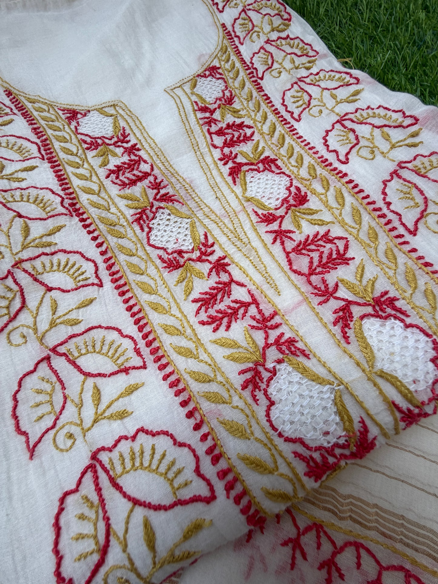 Chanderi Chikankari Kurta Dupatta