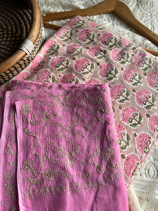 Cotton kurta bottom chikankari dupatta