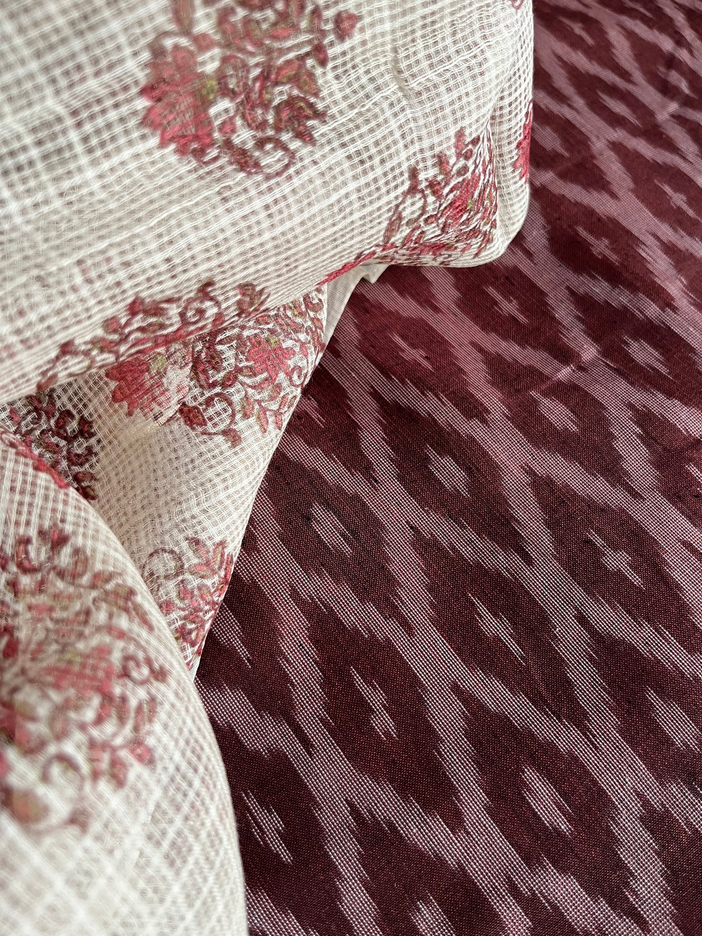 Cotton mercerised ikkat kurta bottom Kota Doria dupatta