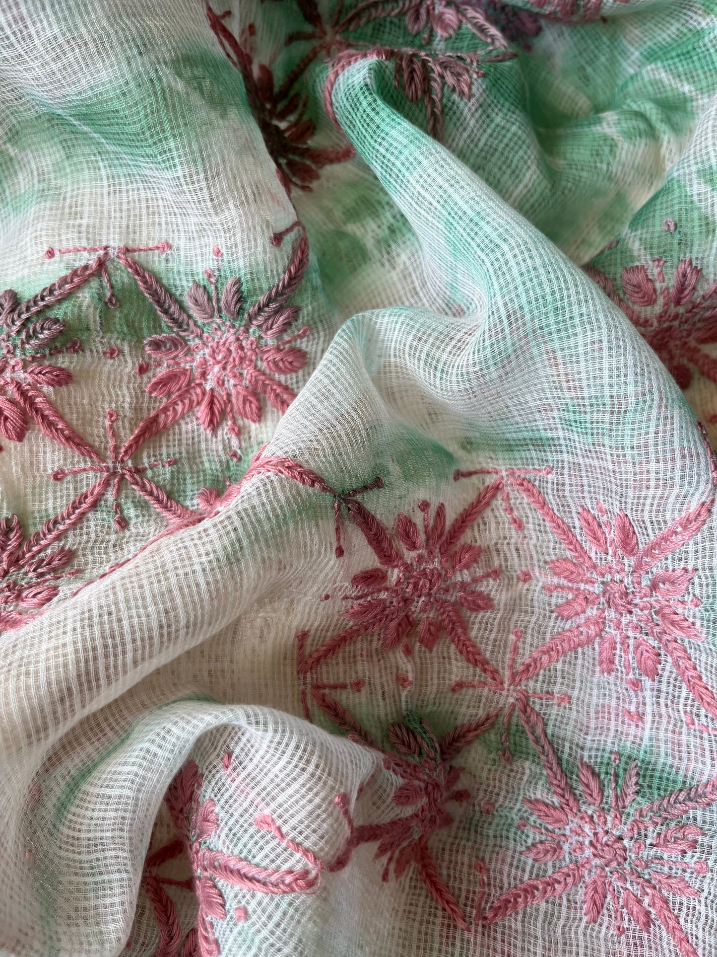Mangalgiri Cotton kurta bottom chikankari dupatta