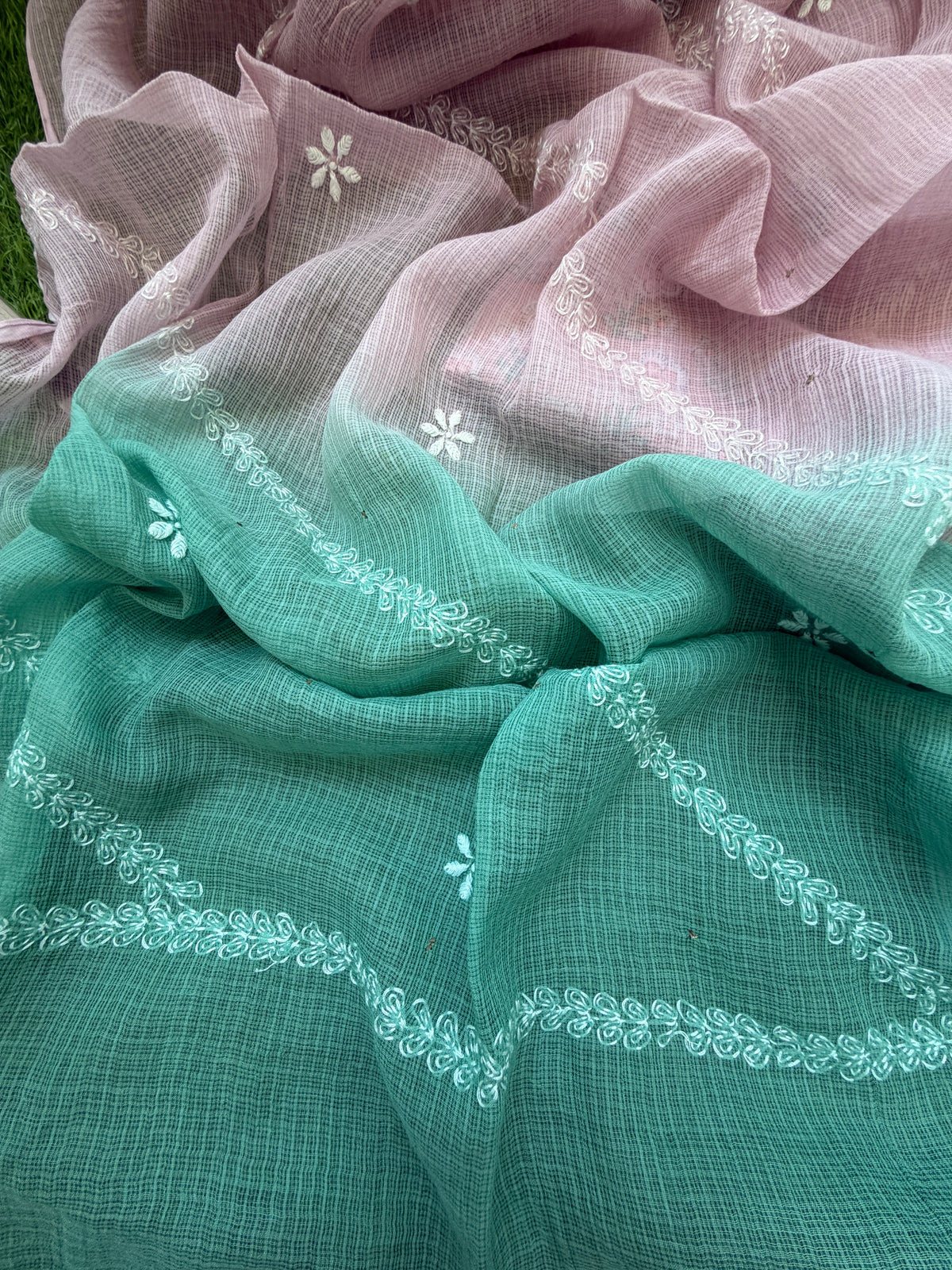 Cotton kurta bottom Kota Doria chikankari dupatta