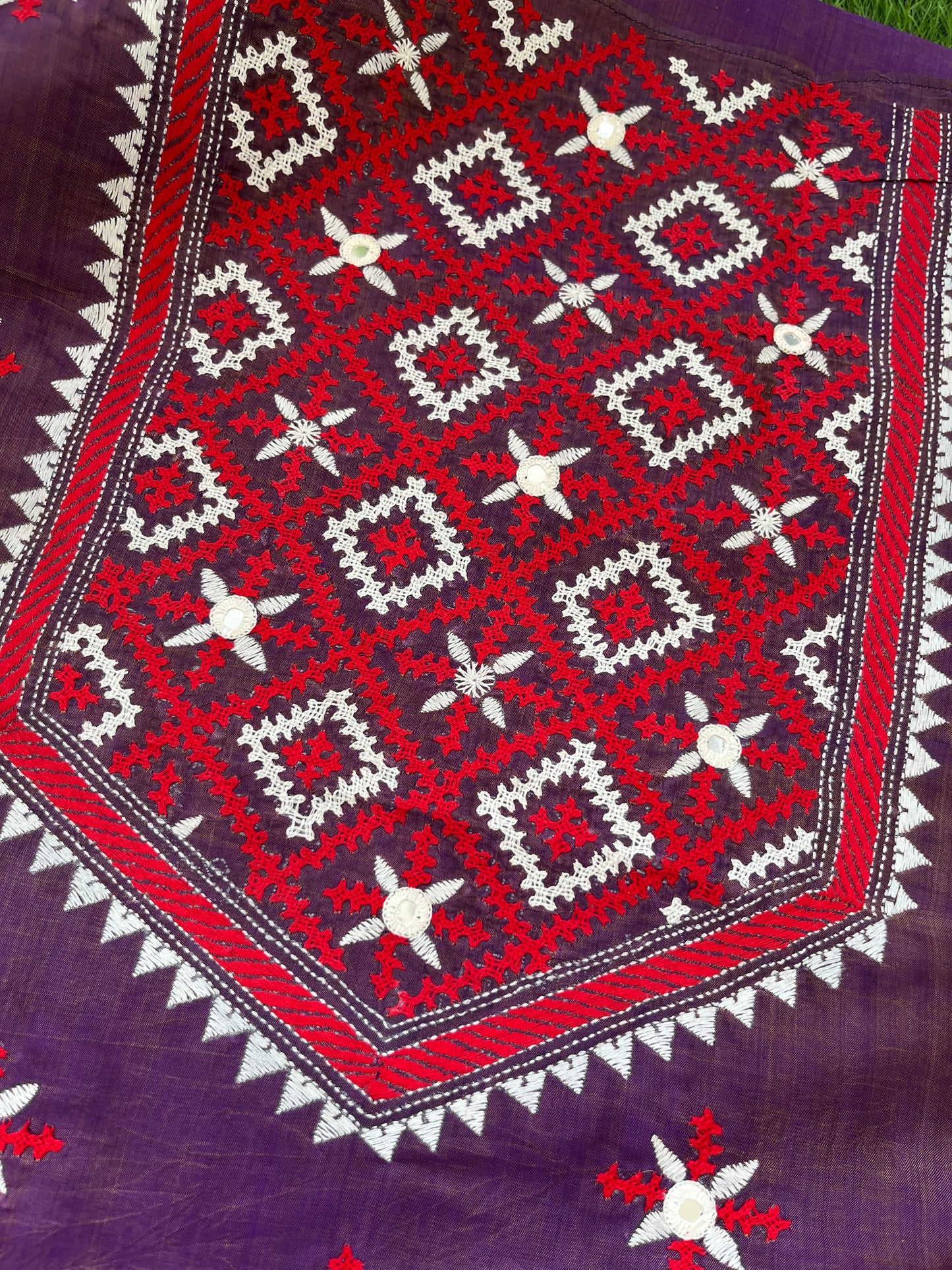 Silk sindhi (khumucha) work kurta fabric