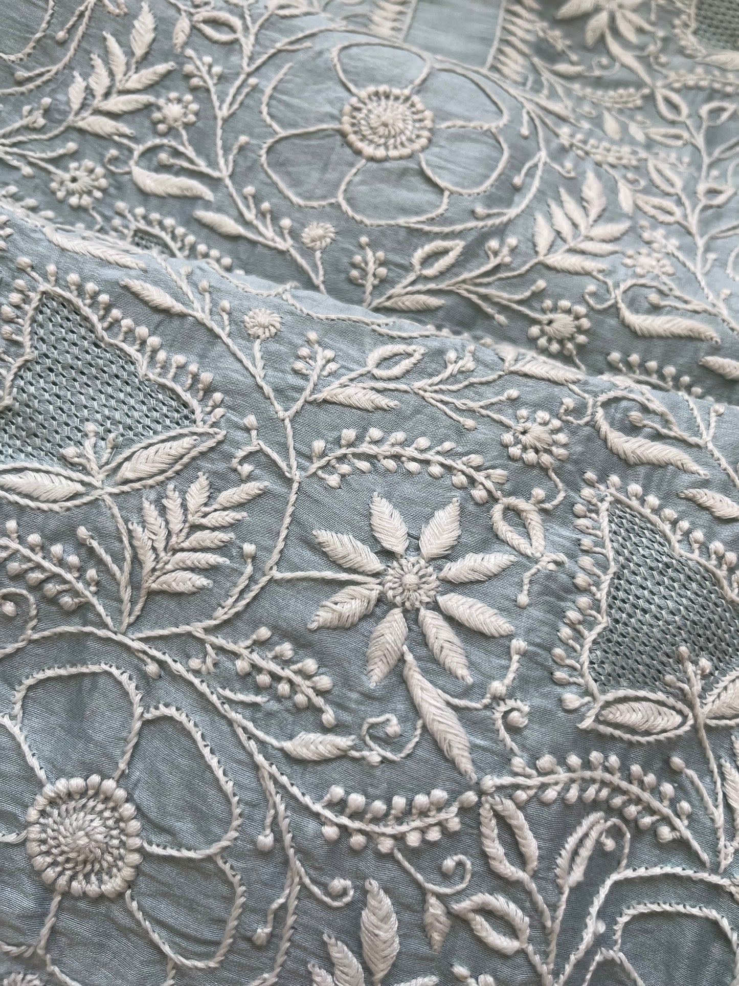 Chanderi chikankari kurta