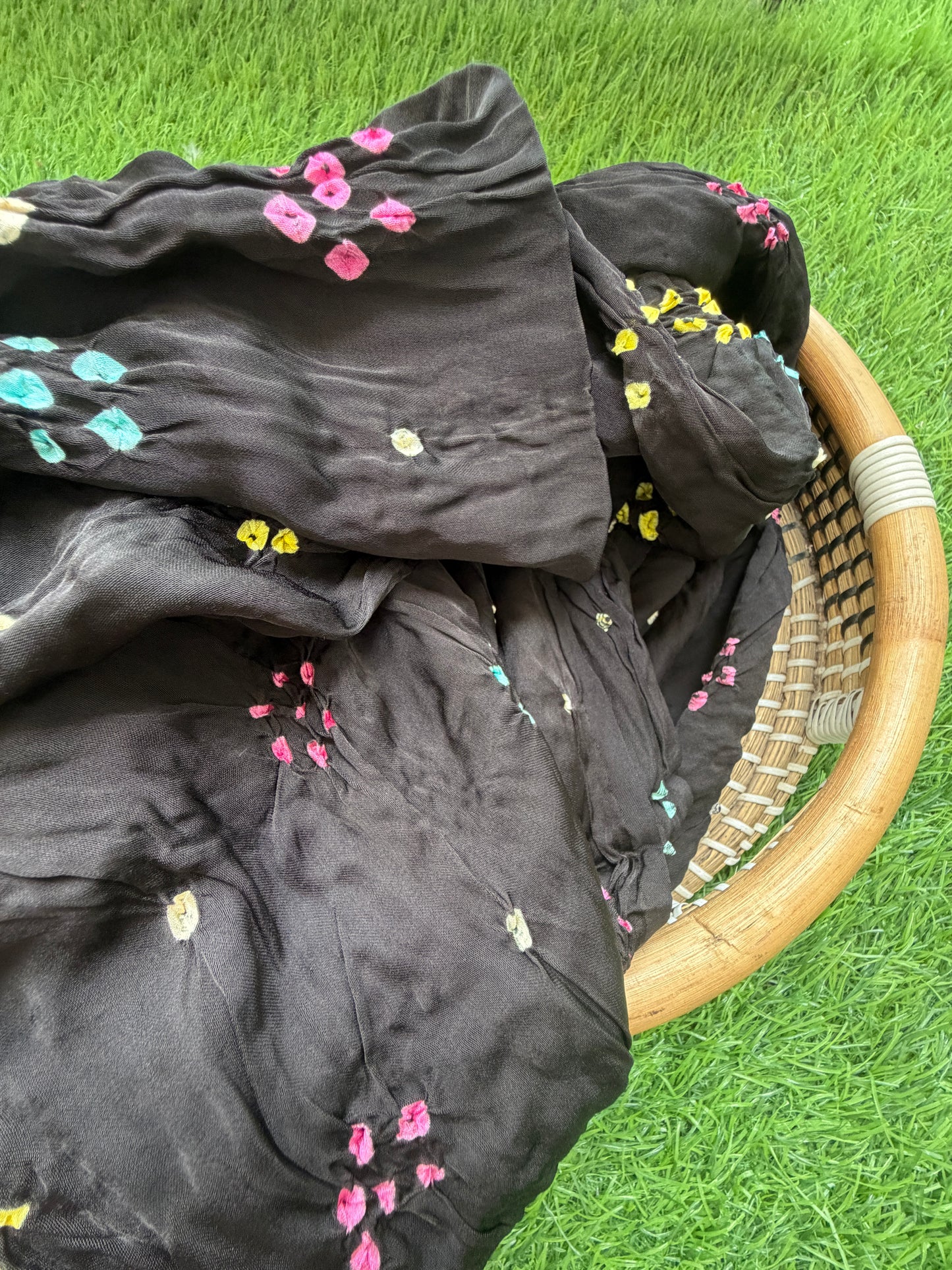 Modal silk bandhani fabric