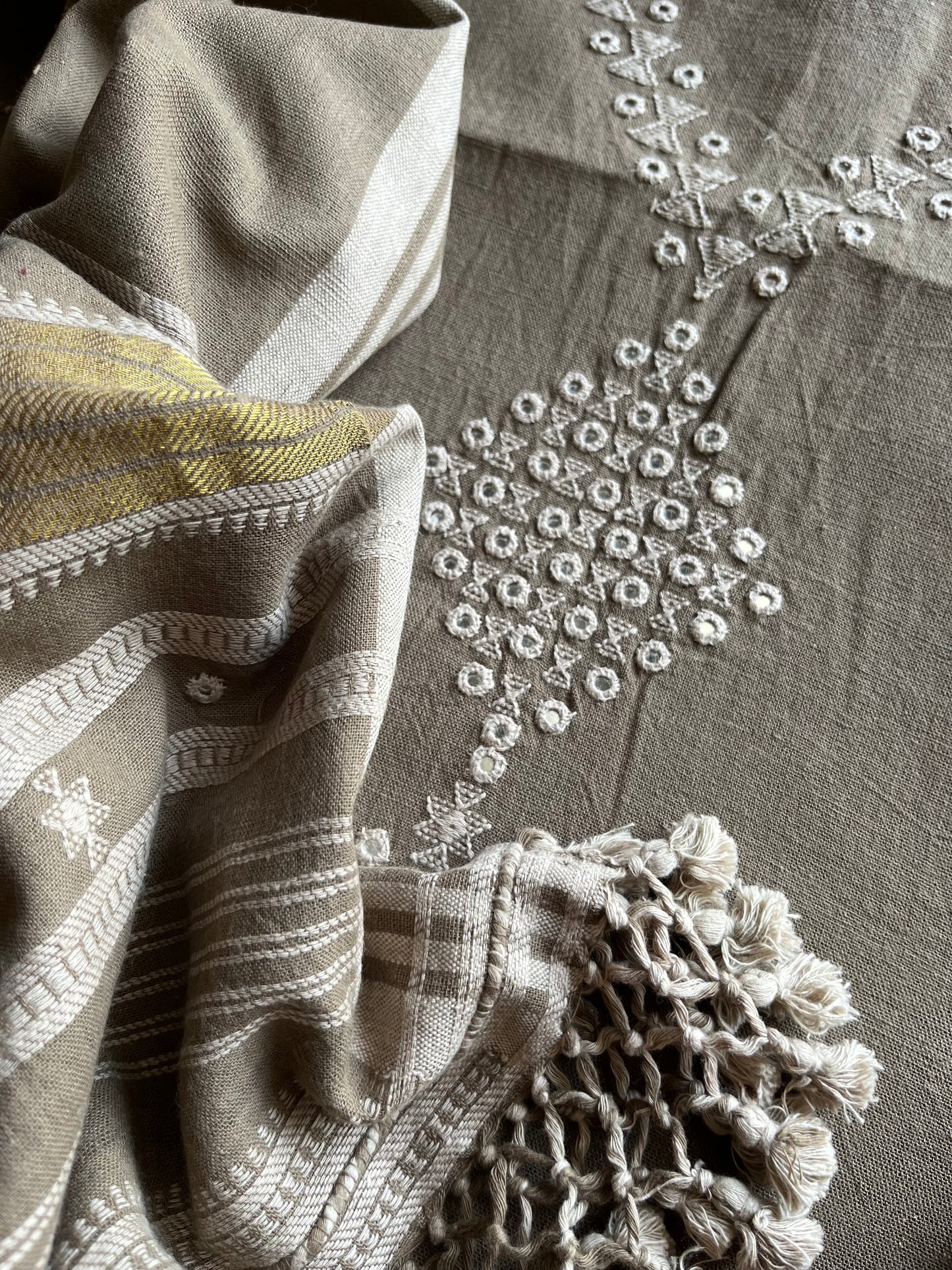 Handwoven organic kala Cotton kurta bottom dupatta