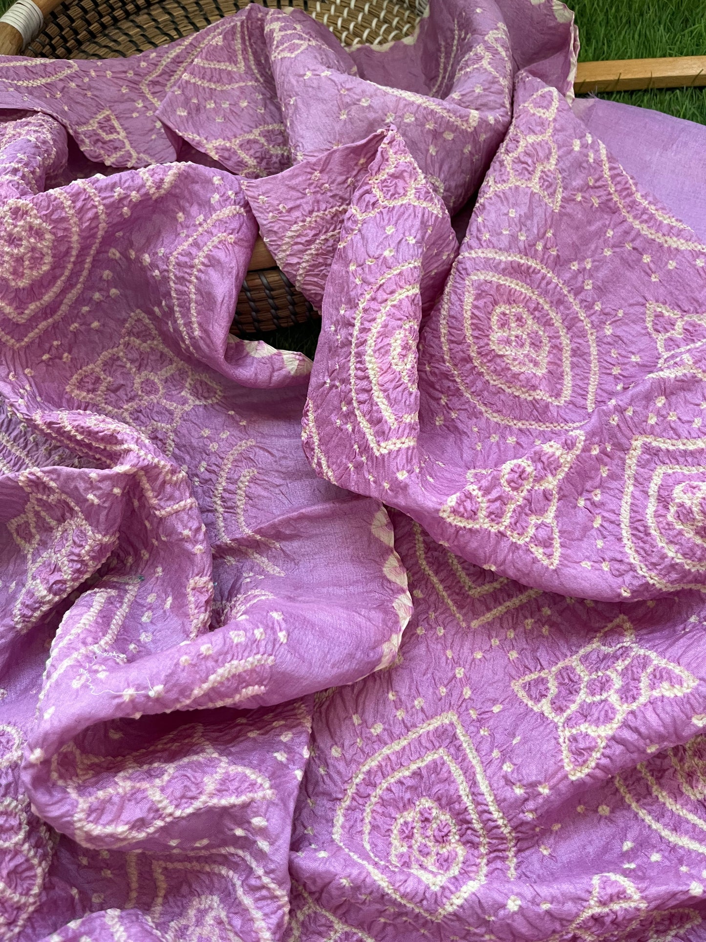 Tussar silk Bandhani dupatta plain kurta