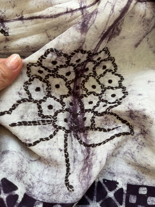 Baatik Chanderi chikankari Dupatta