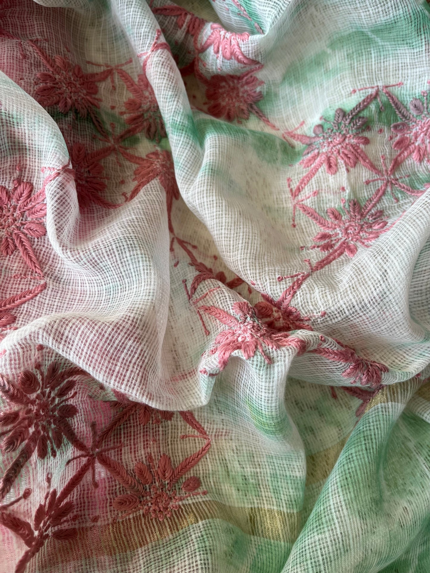 Mangalgiri Cotton kurta bottom chikankari dupatta