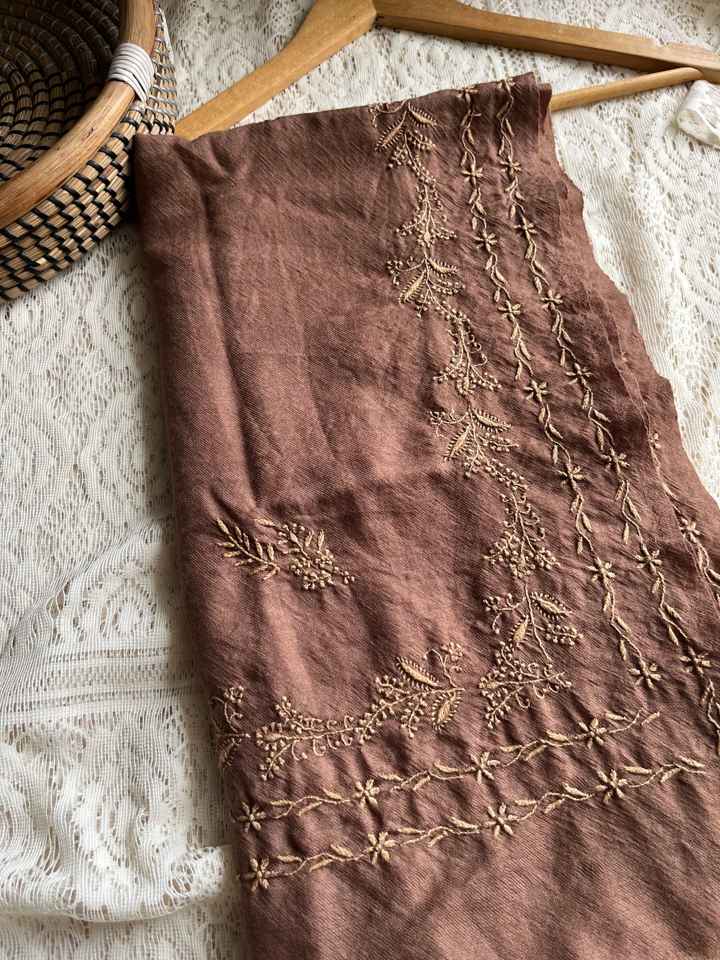Pure wool chikankari shawl