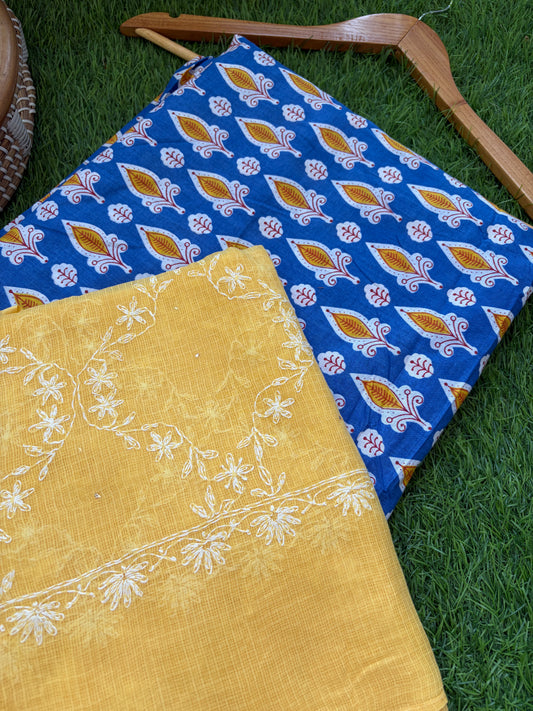 Cotton kurta Kota Doria chikankari dupatta