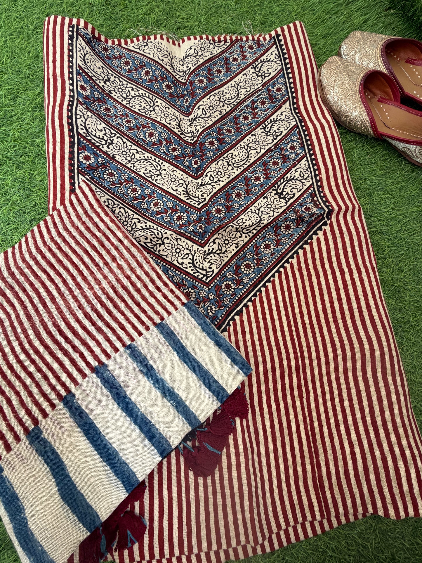 Linen Ajrakh Kurta and dupatta