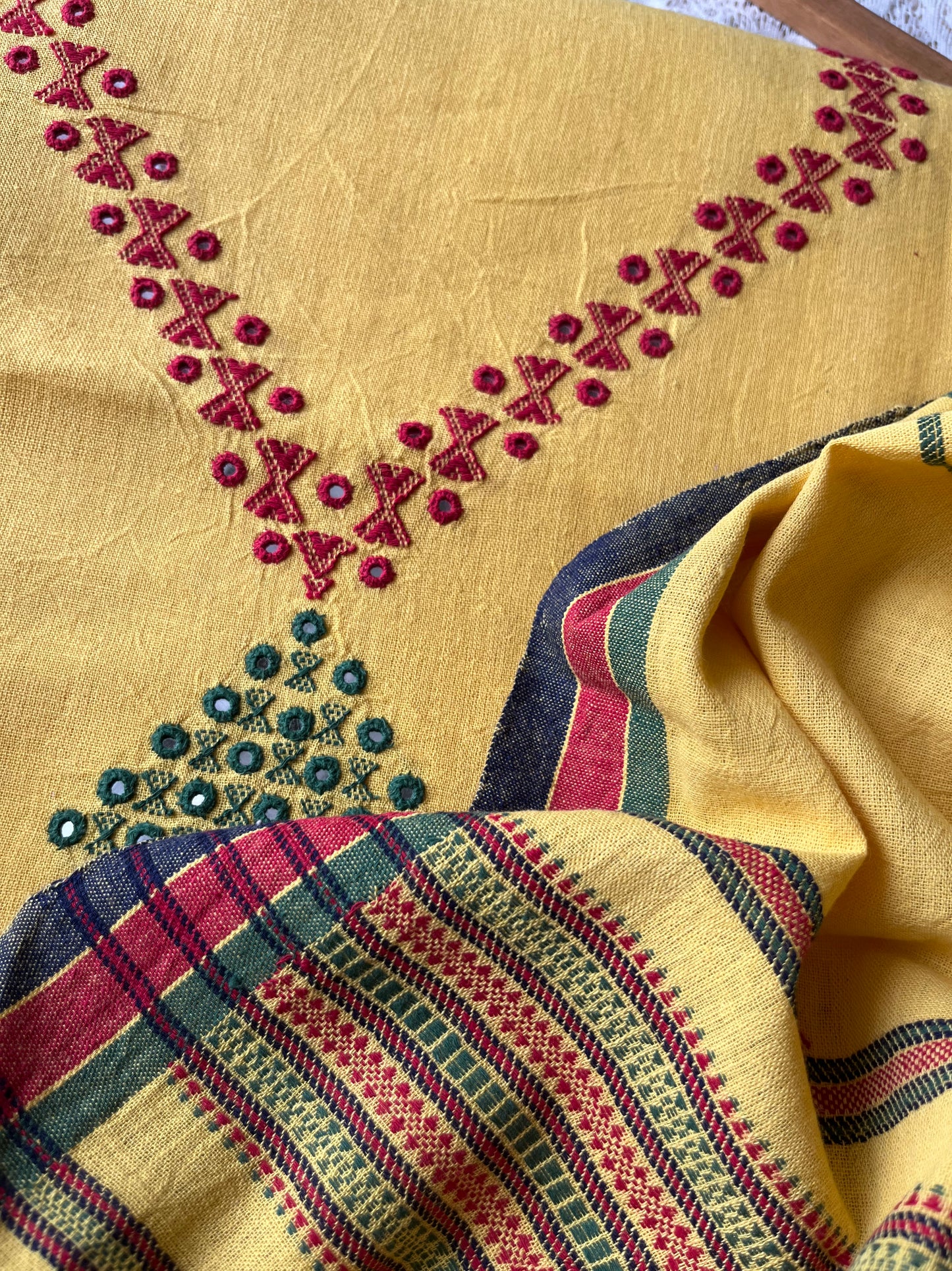 Handwoven organic kala Cotton kurta bottom dupatta
