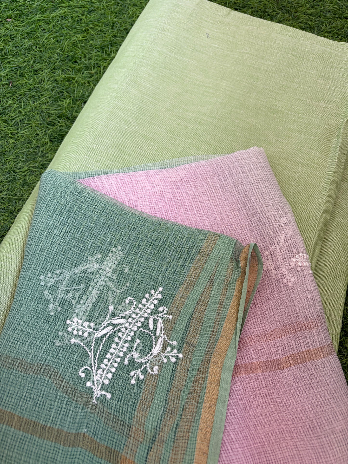 Mangalgiri kurta bottom Kota Doria chikankari dupatta