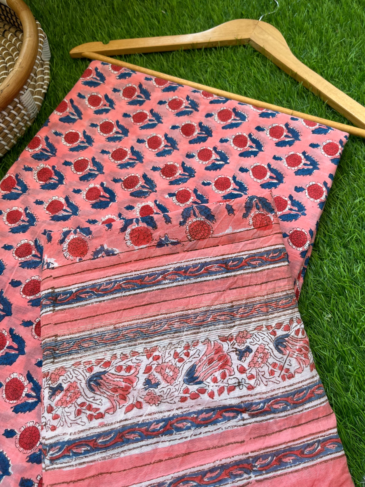 Block print kurta fabric chanderi dupatta