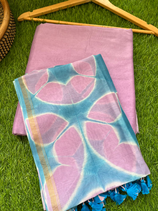 Chanderi Clamp Dye dupatta with plain fabric