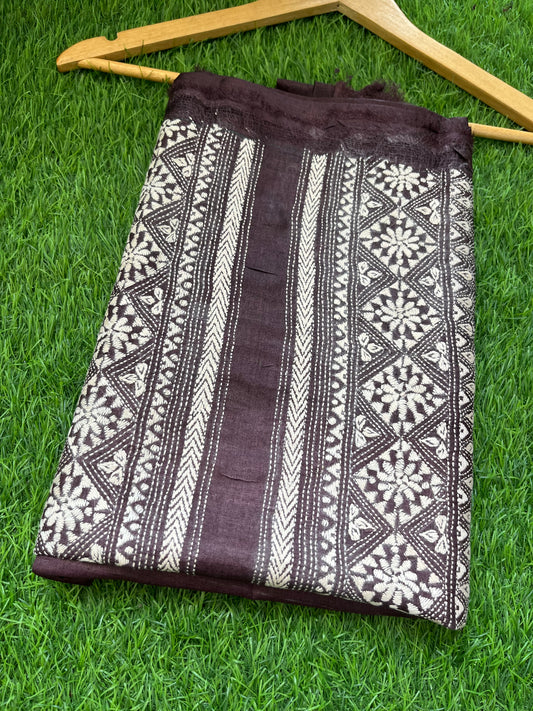 Silk Kantha work kurta fabric