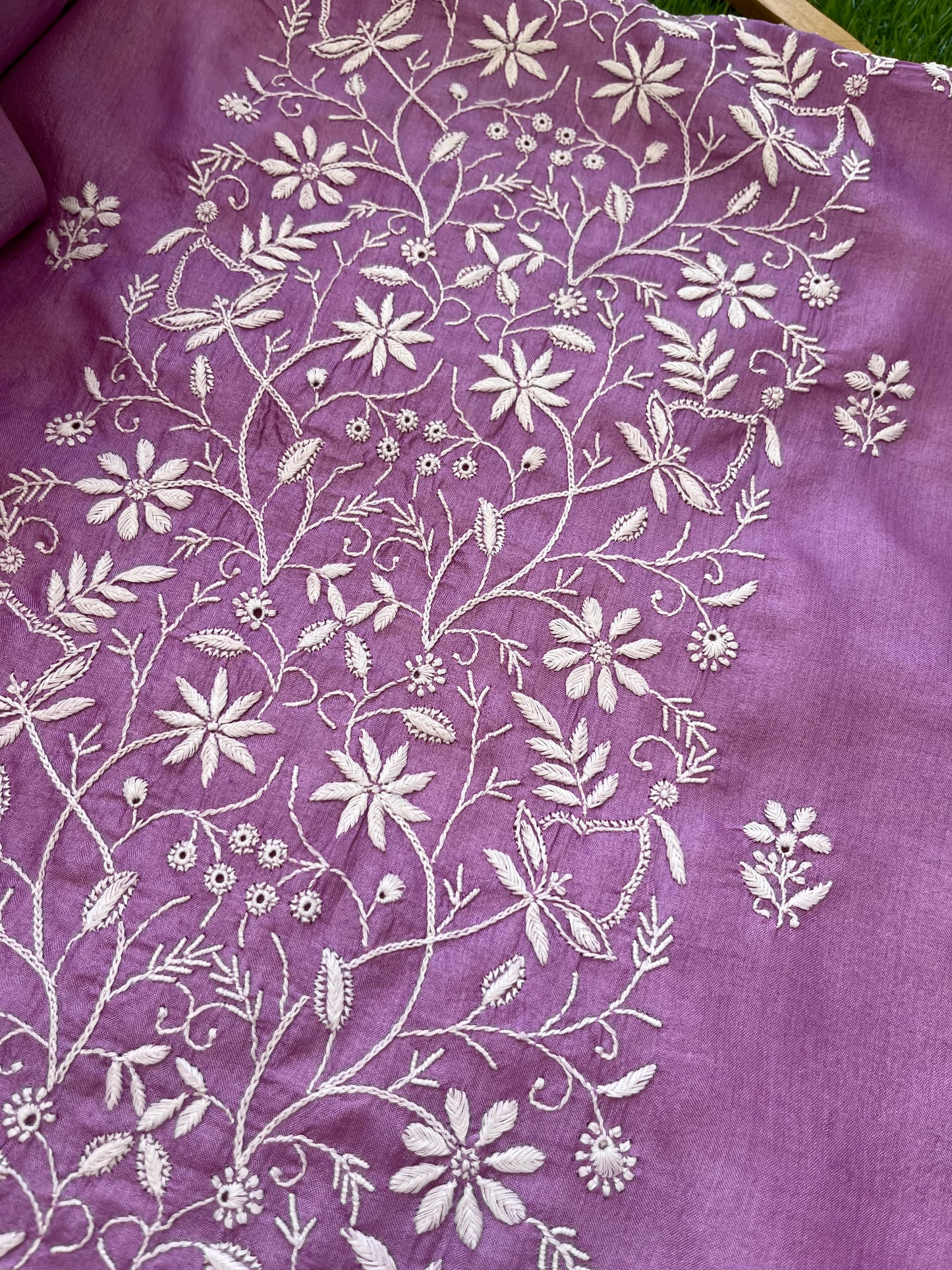 Tussar Silk Chikankari kurta Dupatta