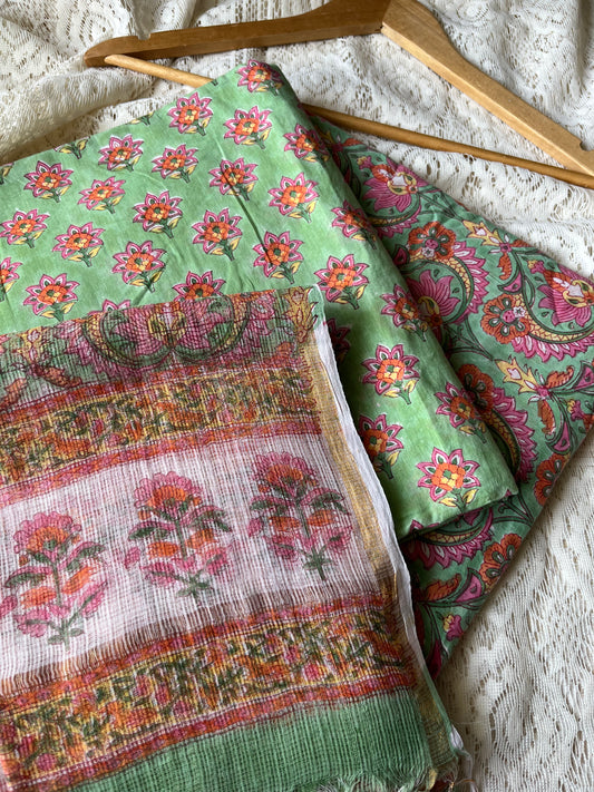 Cotton kurta bottom Kota Doria dupatta