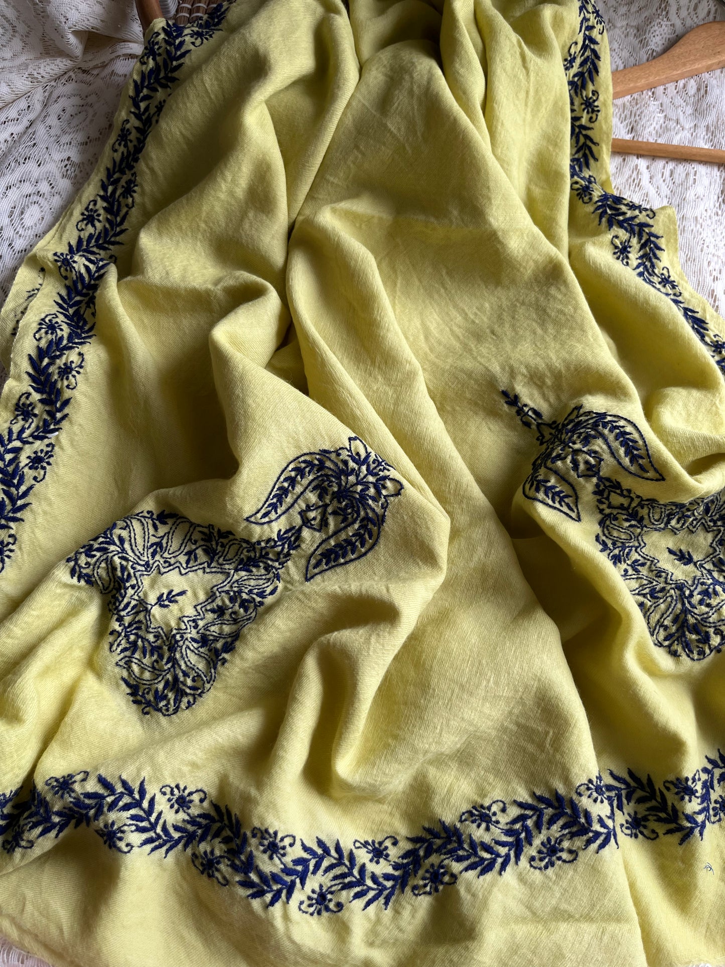 Pure wool chikankari shawl