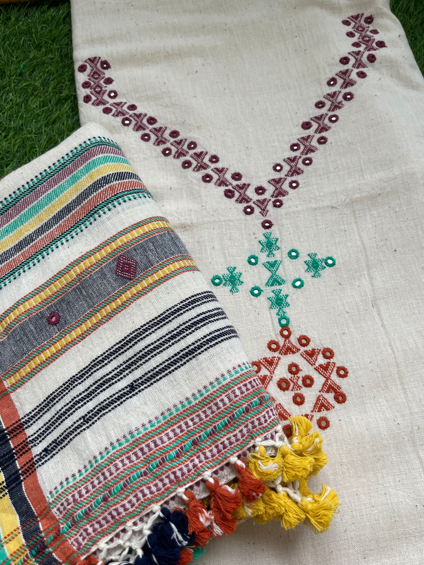 Handwoven organic kala Cotton kurta bottom dupatta (Copy)