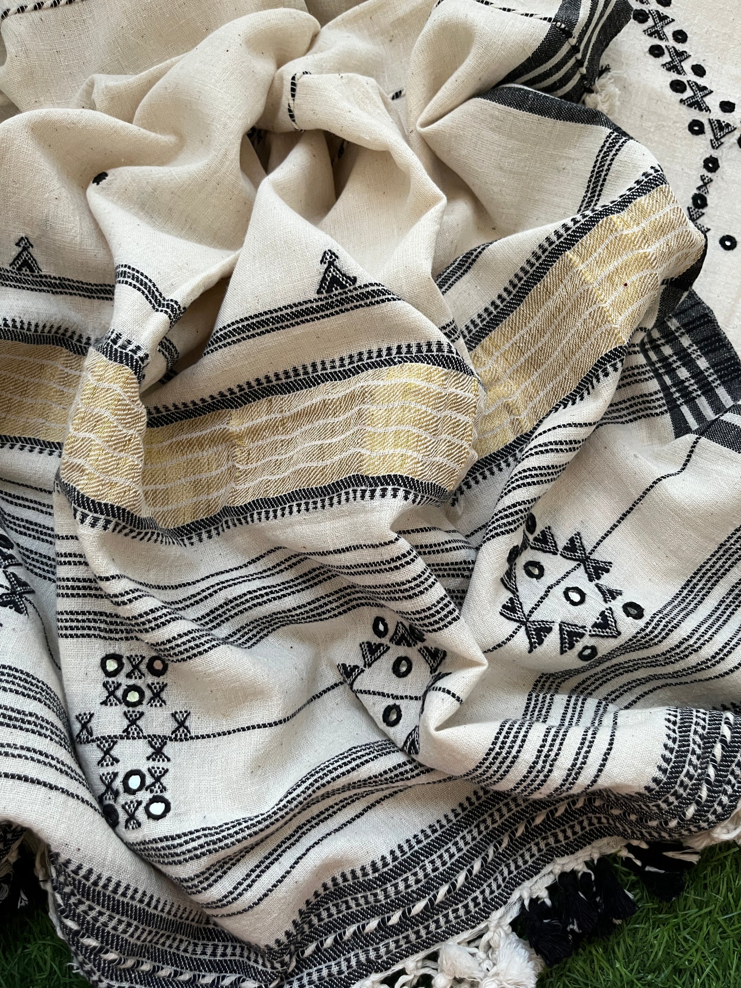 Handwoven organic kala Cotton kurta bottom dupatta