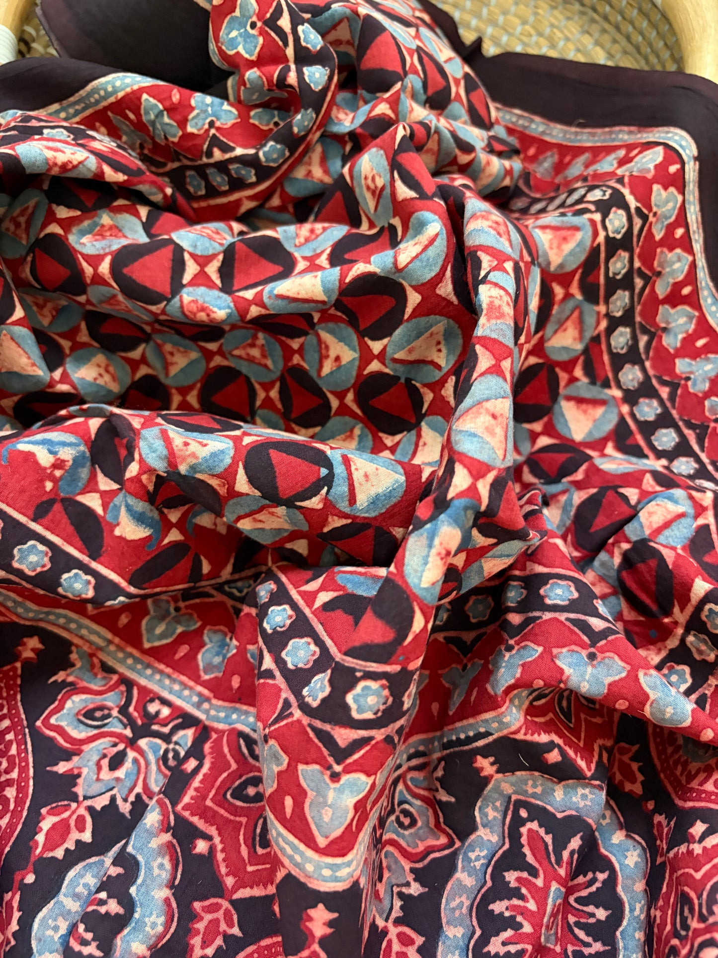 Ajrakh Cotton Mirror work kurta Dupatta