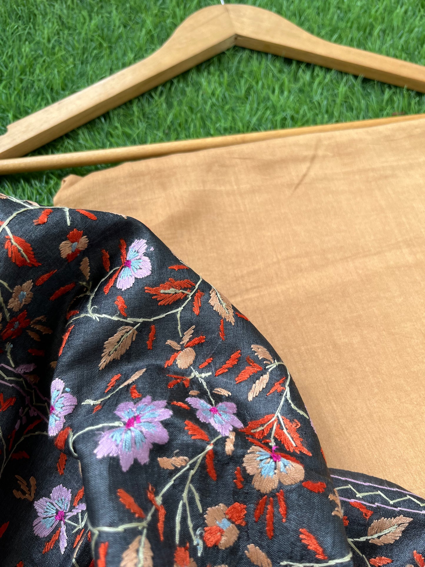 Silk needle work Dupatta chanderi silk kurta Bottom fabric