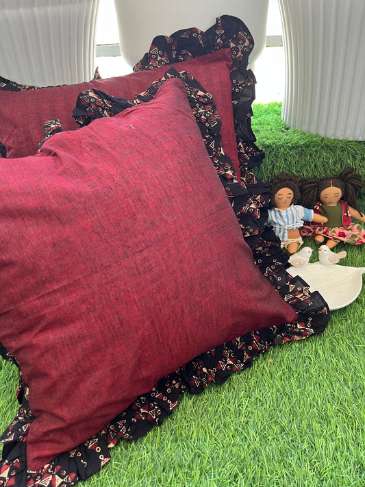 Cotton block print cushion cover set