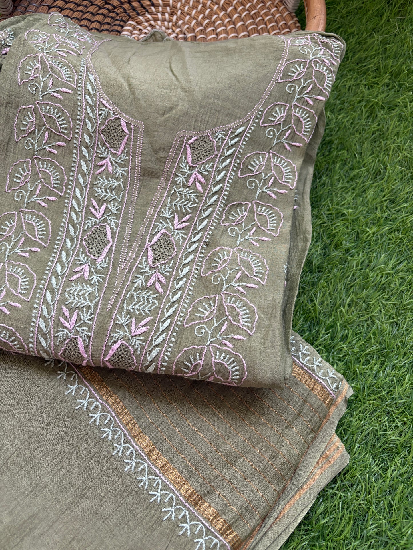 Chanderi Chikankari Kurta Dupatta