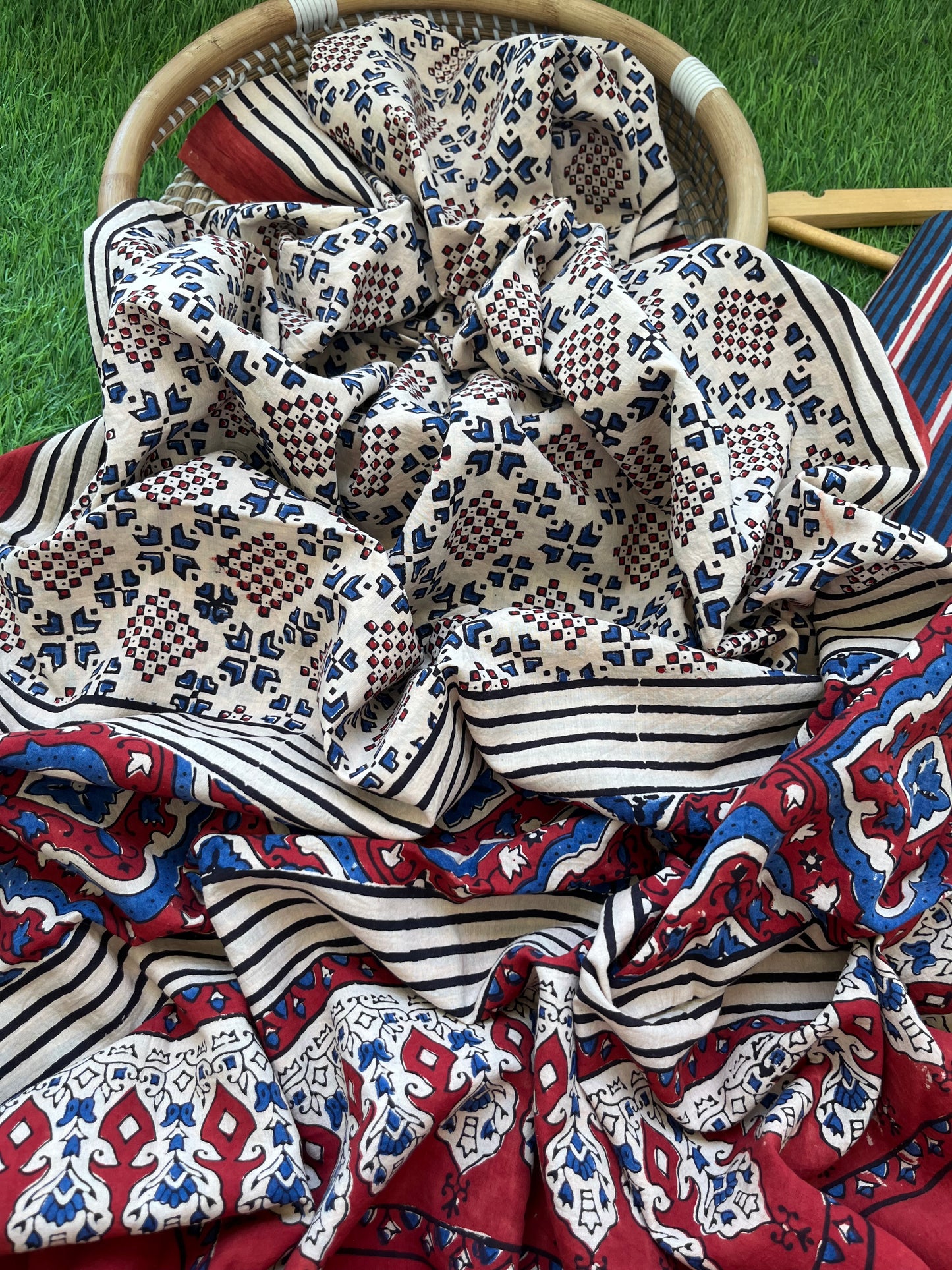 Cotton block print kurta bottom cotton ajrakh dupatta