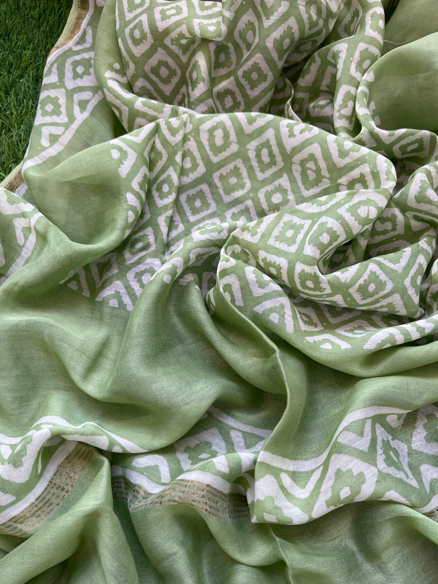 Cotton ajrakh kurta chanderi baatik dupatta