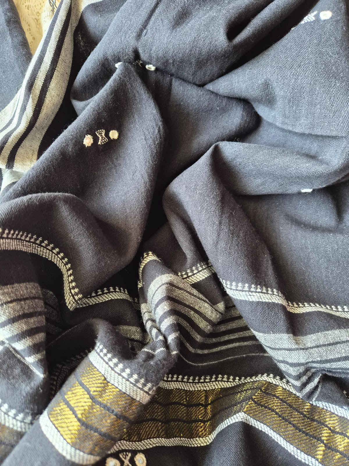 Handwoven organic kala Cotton kurta bottom dupatta