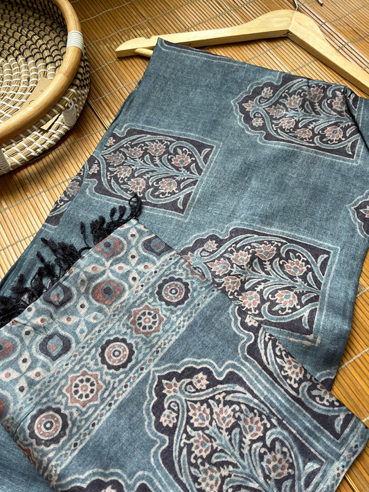 Tussar silk Ajrakh Kurta and dupatta
