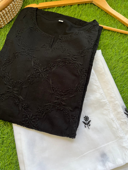 Cotton chikankari kurta dupatta