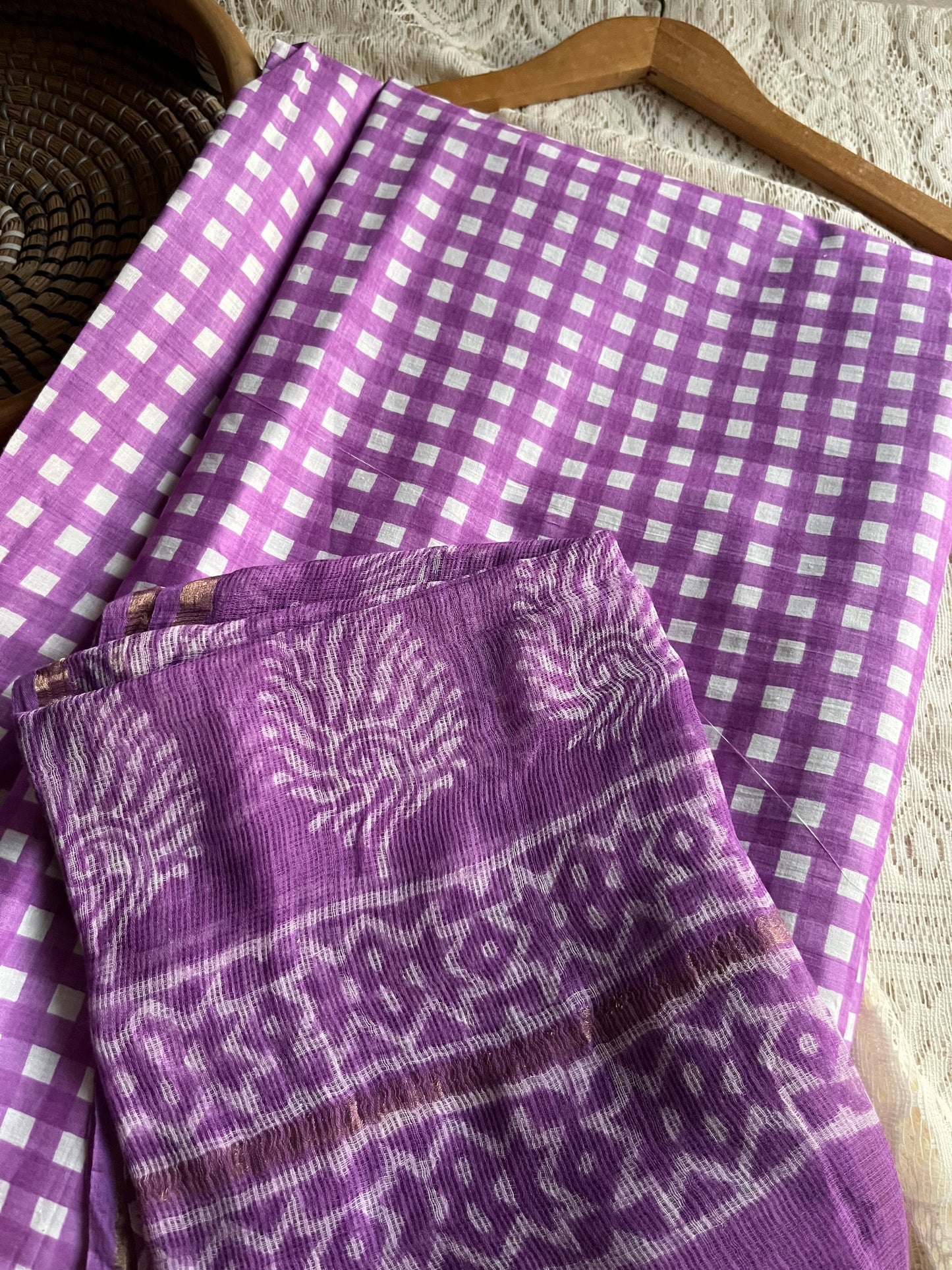 Cotton kurta bottom Kota Doria dupatta